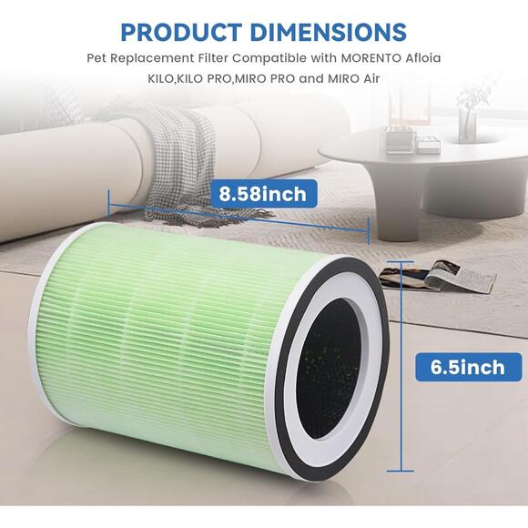 2 Pack H13 True HEPA Replacement Green KILO Pet Filter for KILO Pet Filter - Picture 9 of 10